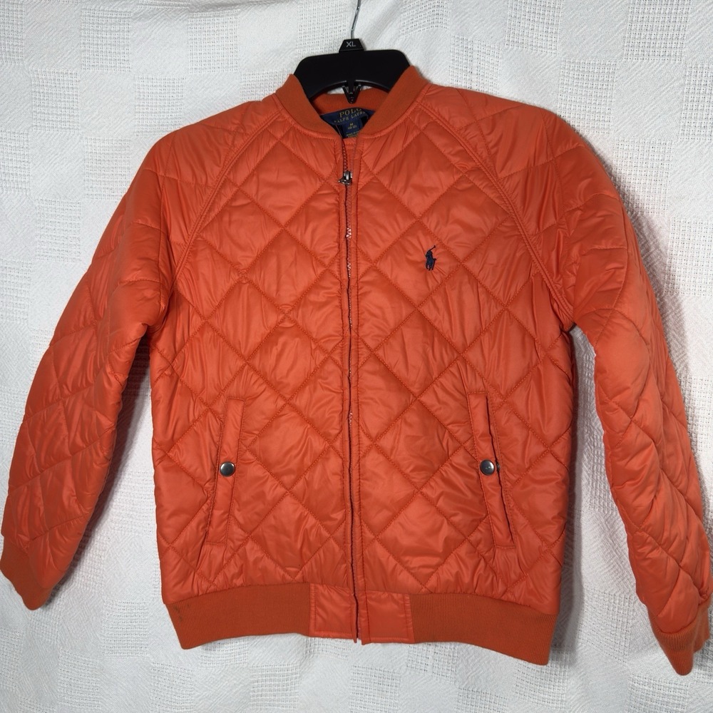 Polo Ralph Lauren Kid's Puffer Jacket Coat Orange Size Medium 10/12